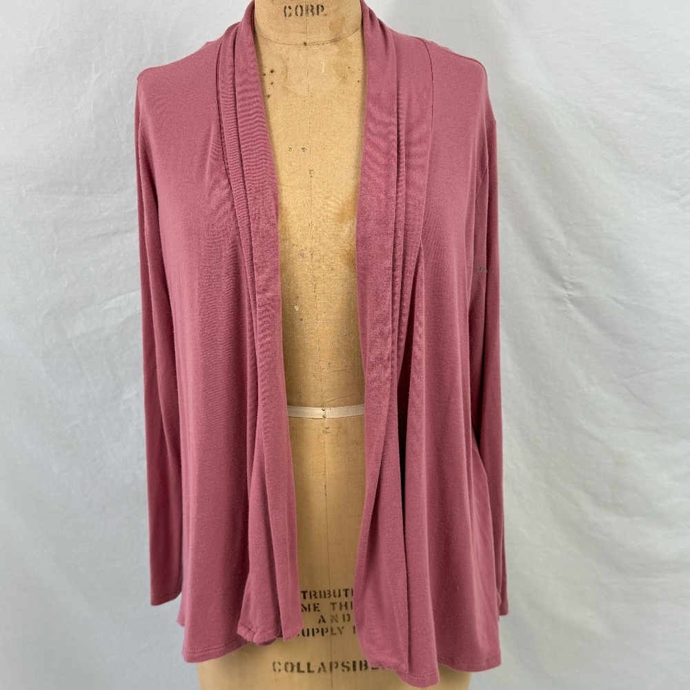 Espresso Rose Pink Long Sleeve Light Weight Waterfall Wrap Jacket Size Large